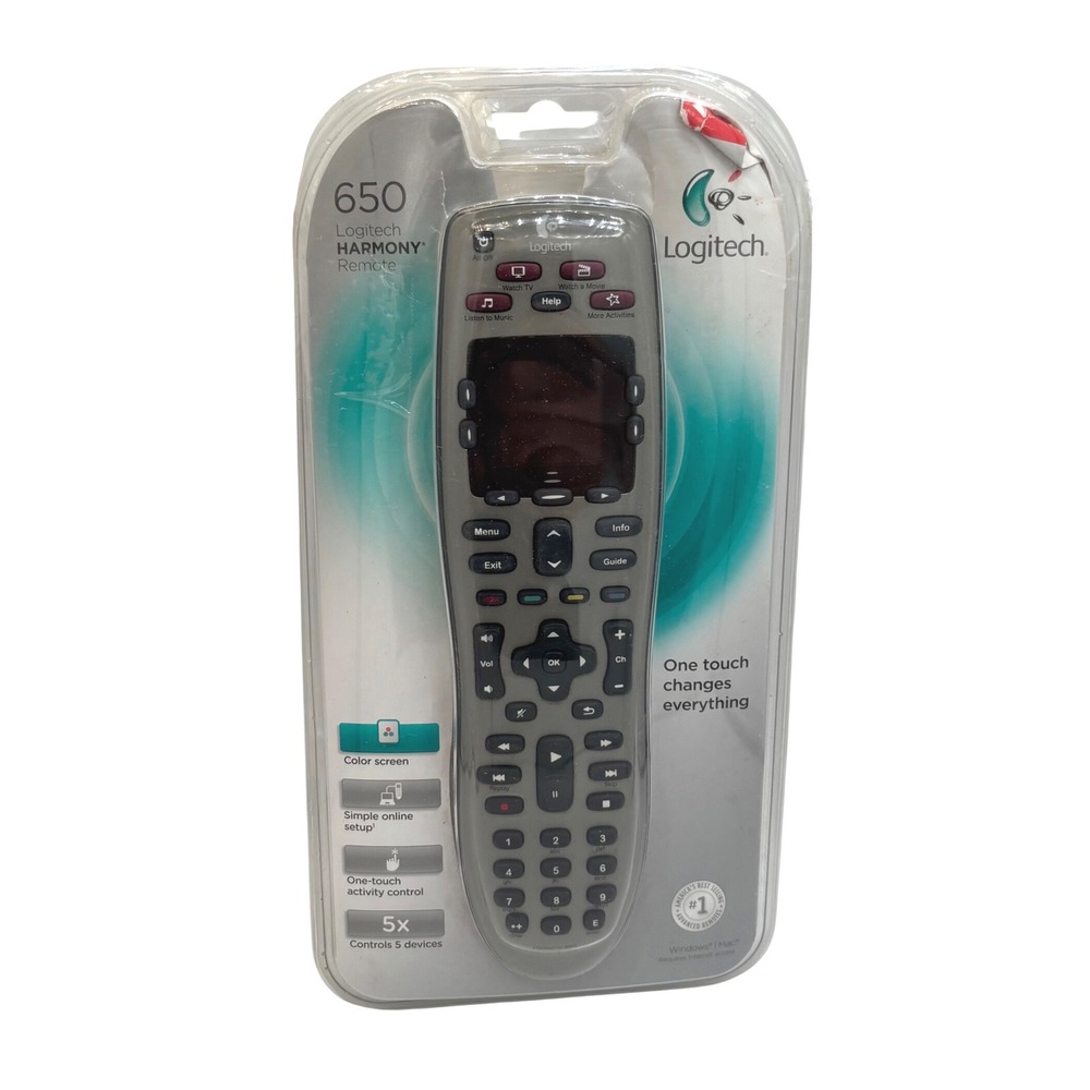 Logitech Harmony 650 Universal Remote Silver Color Screen Open Box Untested